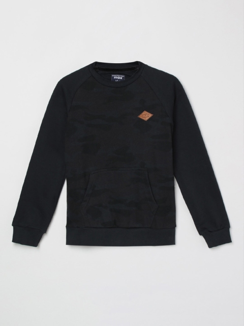 

max Boys Black Camouflage Printed Pullover
