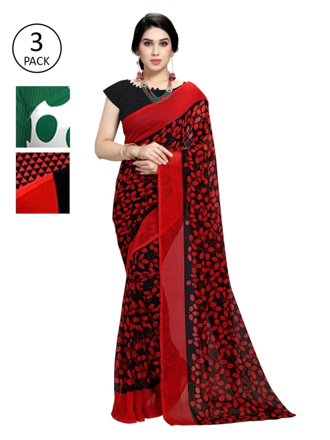 

KALINI Pack Of 3 White & Green Saree