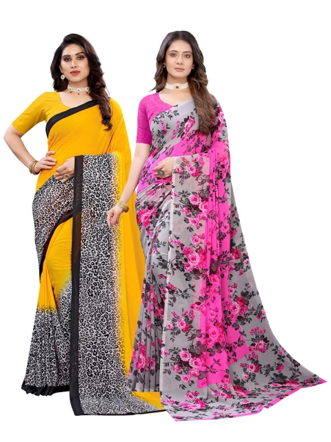 

KALINI Women Pack Of 2 Printed Sarees, Yellow
