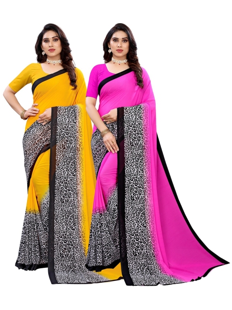 

KALINI Women Pack Of 2 Printed Sarees, Yellow