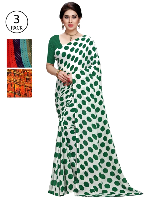 

KALINI Pack Of 3 Green & Blue Saree