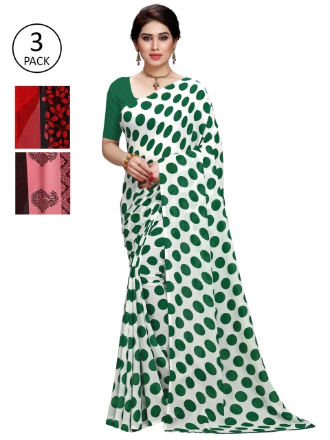 

KALINI Pack of 3 Printed Poly Georgette Saree, Multi