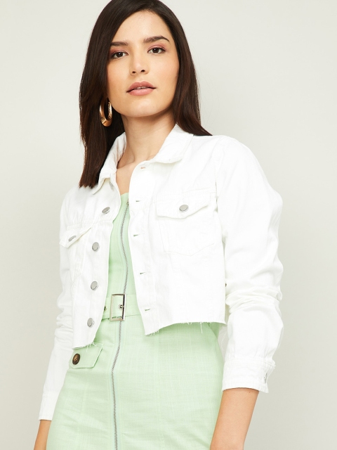 

Fame Forever by Lifestyle Women White Crop Denim Jacket