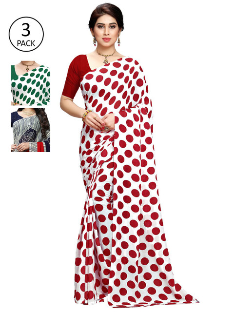 

KALINI Multi Set of 3 Printed Poly Georgette Saree
