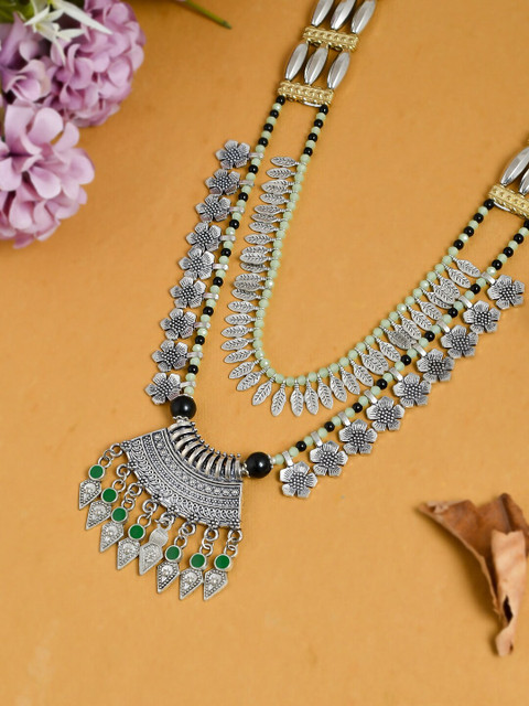 

Silvermerc Designs Silver & White Brass Silver-Plated Tribal Necklace