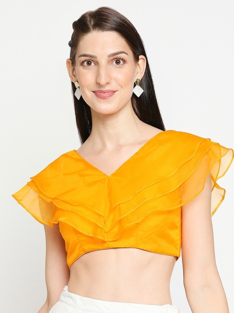 

SALWAR STUDIO Women Mustard Orgenza Saree Blouse, Yellow
