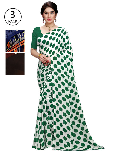

KALINI Pack Of 3 Multicoloured Poly Georgette Sarees, Multi