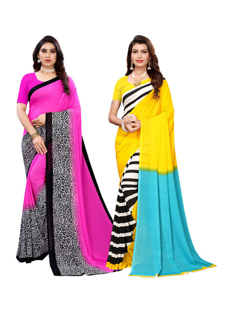 

KALINI Women Pack Of 2 Printed Sarees, Pink
