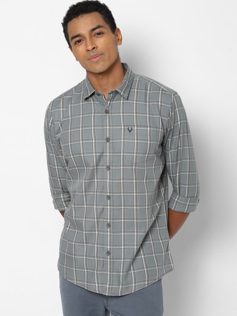 

Solly Jeans Co Men Grey Checked Casual Shirt