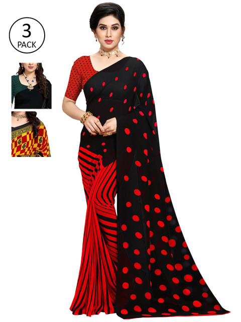 

KALINI Multi Pack of 3 Printed Poly Georgette Saree