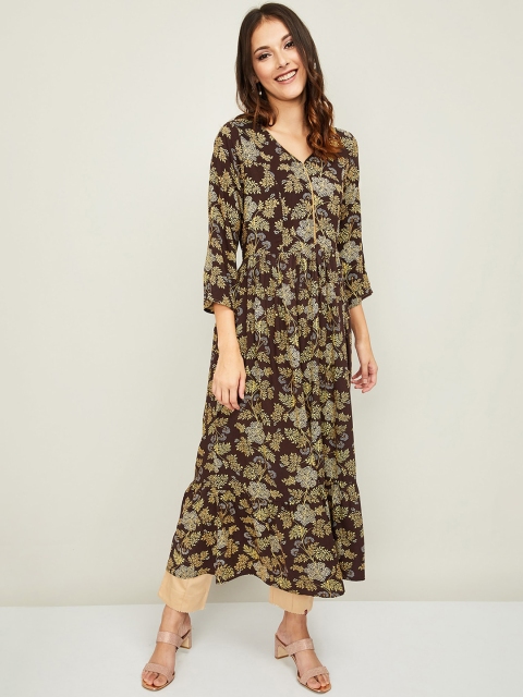 

Melange by Lifestyle Women Brown Dyed Thread Work Anarkali Kurta
