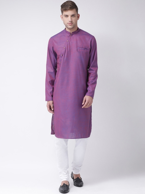 

TABARD Men Purple Thread Work Pathani Kurta