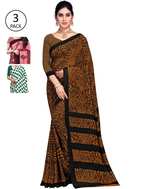 

KALINI Pack of 3 Printed Poly Georgette Saree, Multi