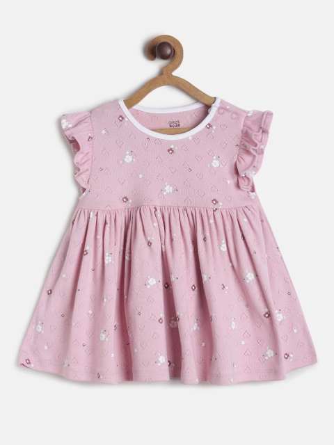 

MINI KLUB Girls Pink Printed Fit & Flare Dress