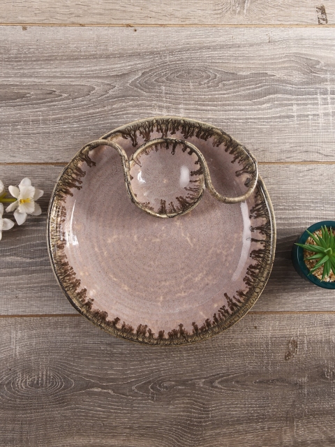 

Aapno Rajasthan Pink & Brown Ceramic Platter Serveware