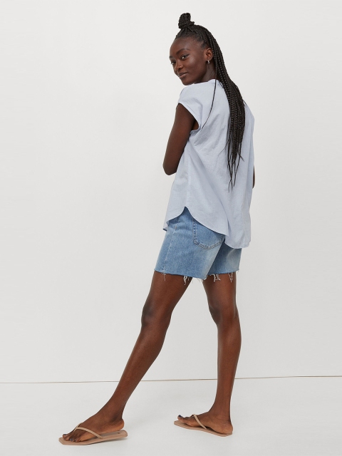 

H&M Women Blue Cotton Blouse