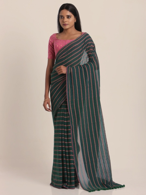 

Suta Green Striped Pure Cotton Saree