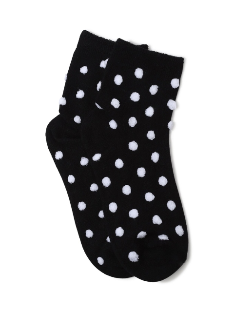 

FOREVER 21 Women Black & White Polka Dot Printed Ankle-Length Socks