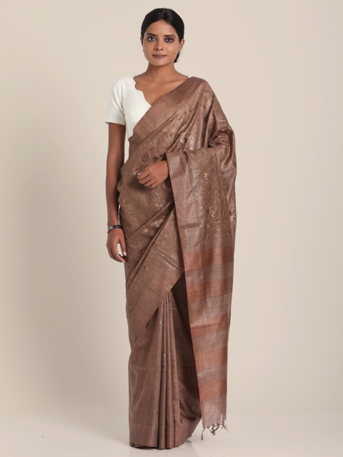 

Suta Brown Floral Embroidered Saree
