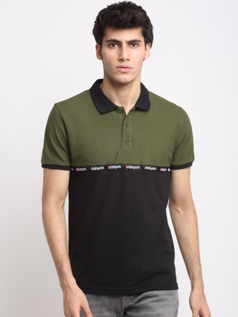 

Club York Men Olive Polo Collar Applique T-shirt
