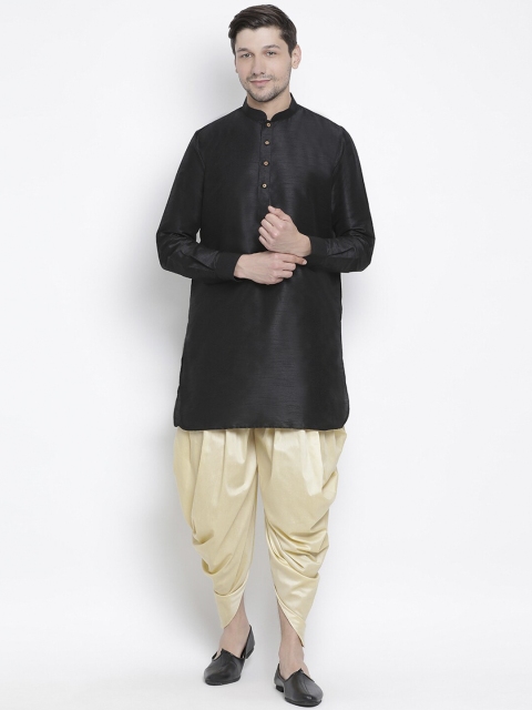 

VASTRAMAY Men Black & Beige Kurta with Dhoti Pants