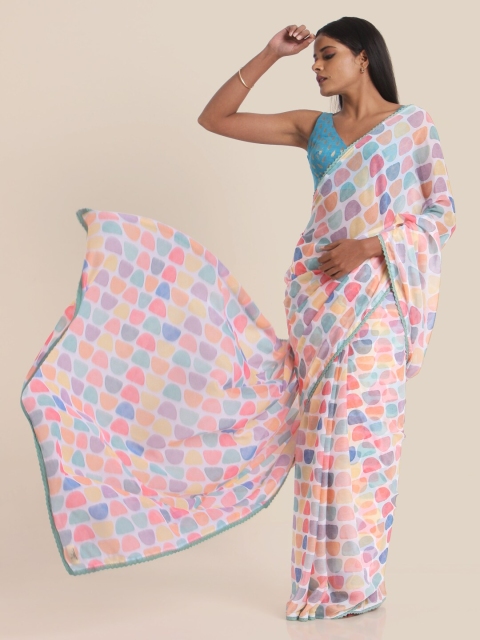 

Suta Multicoloured Printed Poly Chiffon Saree, Multi