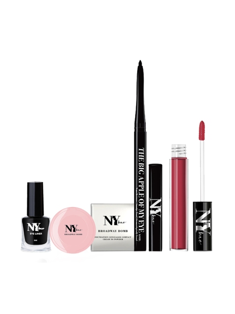 

NY Bae 4 Pcs Ready To Party Kit Compact Powder Liquid Eyeliner & Kohl Lipstick Kit 18g, Multi