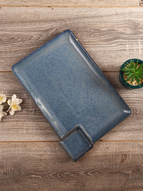 

Aapno Rajasthan Blue Handcrafted Ceramic Rectangular Platter