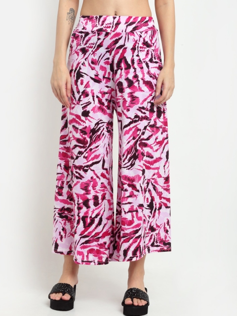 

NEUDIS Women Pack Of 2 White & Pink Floral Printed Flared Palazzos