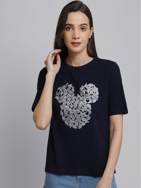 

Free Authority Women Blue Mickey Friends Printed Pure Cotton T-shirt