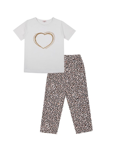 

RAINE AND JAINE Girls White & Black Printed Night suit