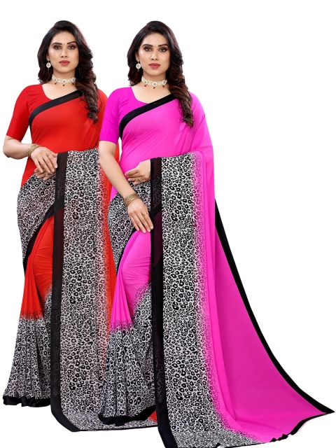 

KALINI Women Pack Of 2 Printed Sarees, Pink