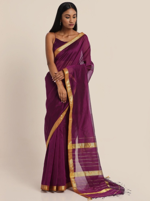 

Suta Purple & Gold-Toned Zari Silk Blend Saree