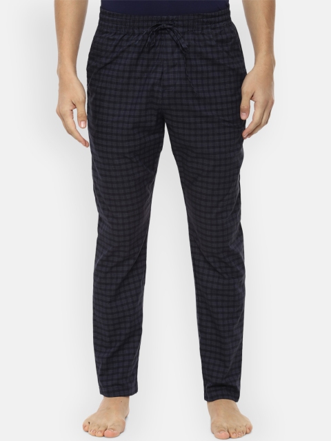 

Van Heusen Men Navy Blue & White Checked Pure Cotton Lounge Pants