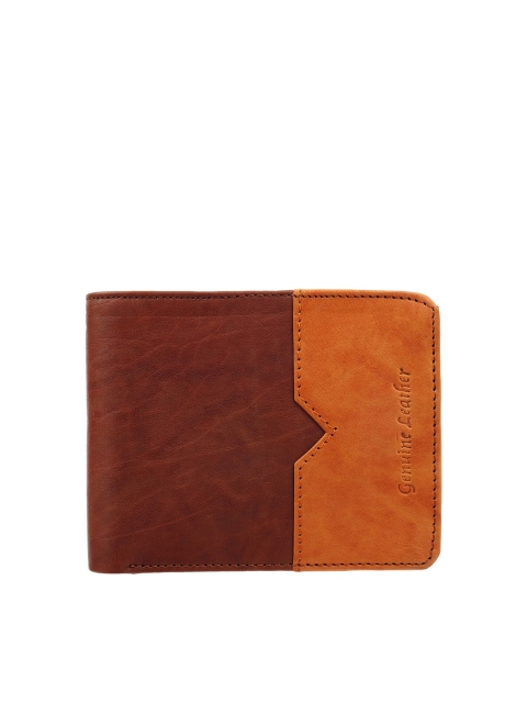 

Swiss Design Men Brown Colourblocked Leather Two Fold Wallet with SIM Card Holder
