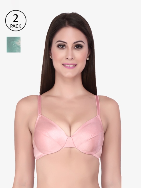 

Soie Pack of 2 Green & Pink Underwired Everyday Bra COMBO CB-202D.GREEN/B.PINK-Multi