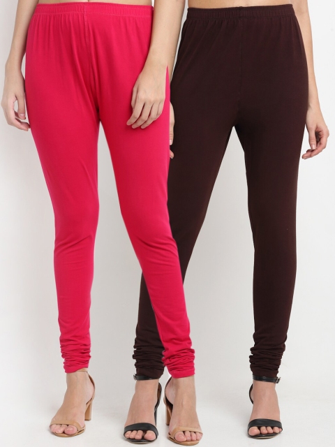 

NEUDIS Women Pink & Brown Pack of 2 Solid Churidar