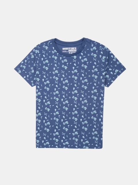 

Flying Machine Boys Blue Printed NA Printed Slim Fit T-shirt NA