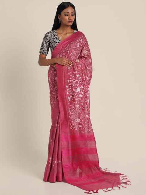

Suta Pink & White Paisley Embroidered Saree