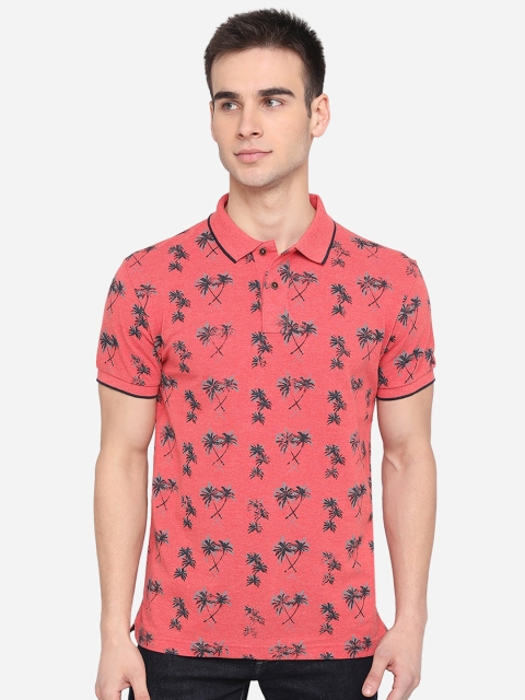 

Greenfibre Men Coral Floral Printed Polo Collar Slim Fit Cotton T-shirt