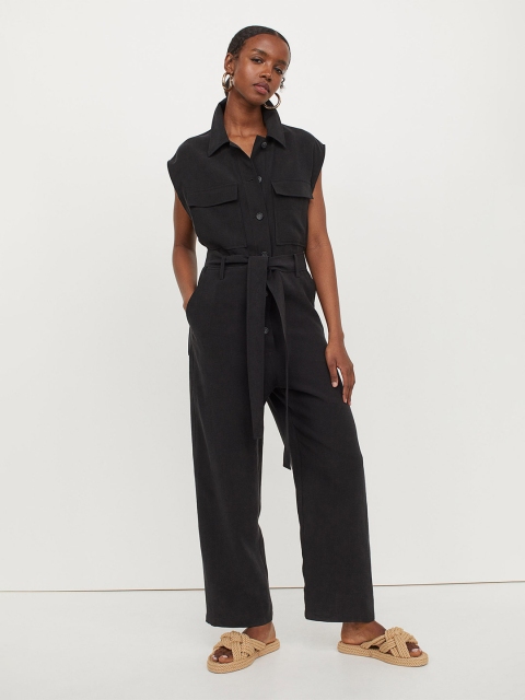 

H&M Women Black Lyocell-Blend Boiler Suit