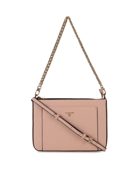 

Da Milano Peach Leather Structured Sling Bag