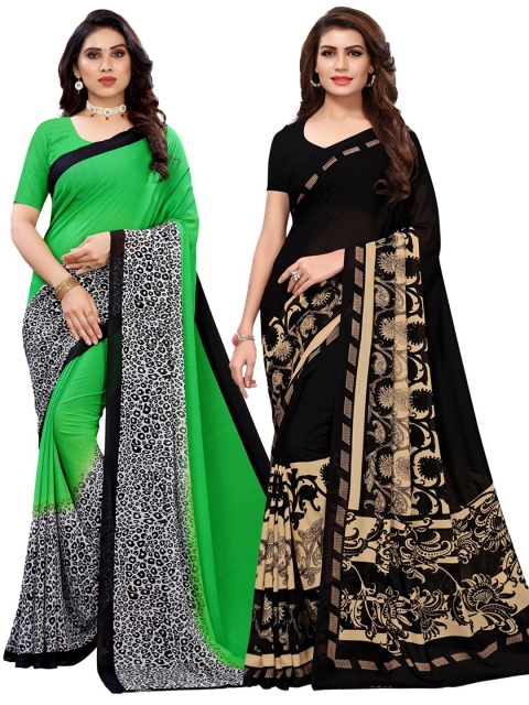 

KALINI Women Pack Of 2 Printed Sarees, Green