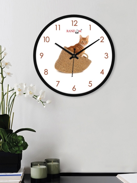 

RANDOM White & Brown Printed Contemporary Wall Clock