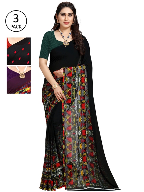 

KALINI Women Pack of 3 Printed Saree, Red