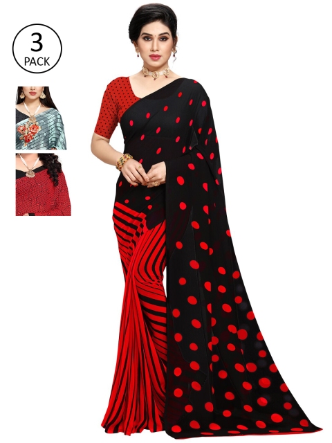 

KALINI Pack Of 3 Multicoloured Poly Georgette Sarees, Multi