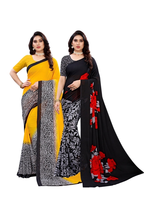 

KALINI Women Pack Of 2 Printed Sarees, Yellow