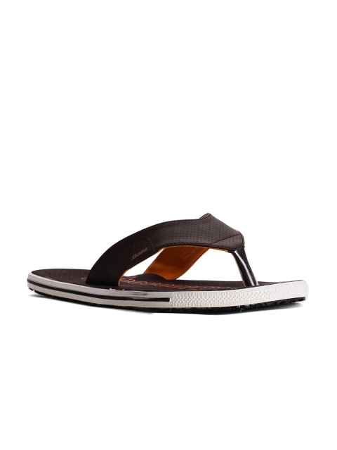 

Bata Men Brown & Orange Printed Thong Flip-Flops