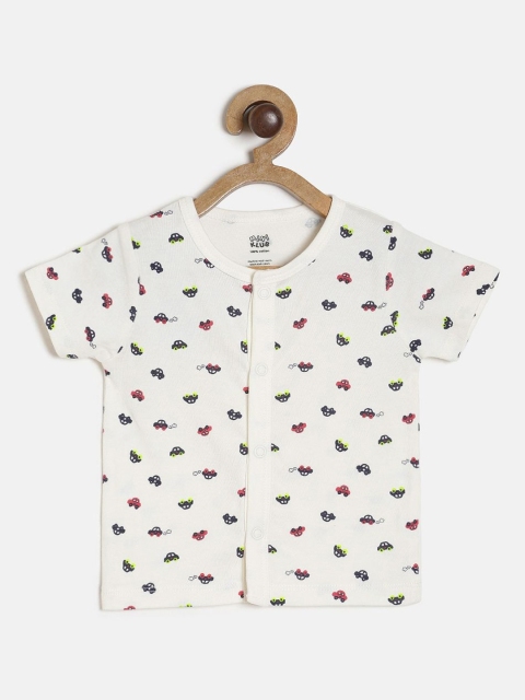 

MINI KLUB Infants Boys White & Black Printed Pure Cotton Jhabla