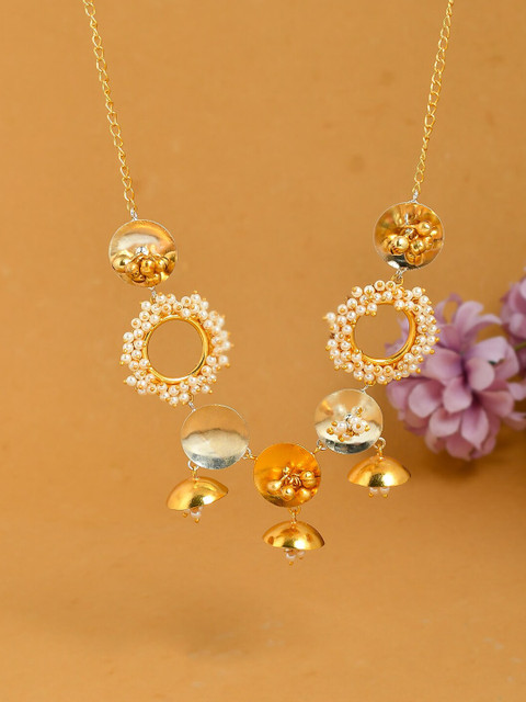 

Silvermerc Designs Gold & White Brass Gold-Plated Handcrafted Necklace